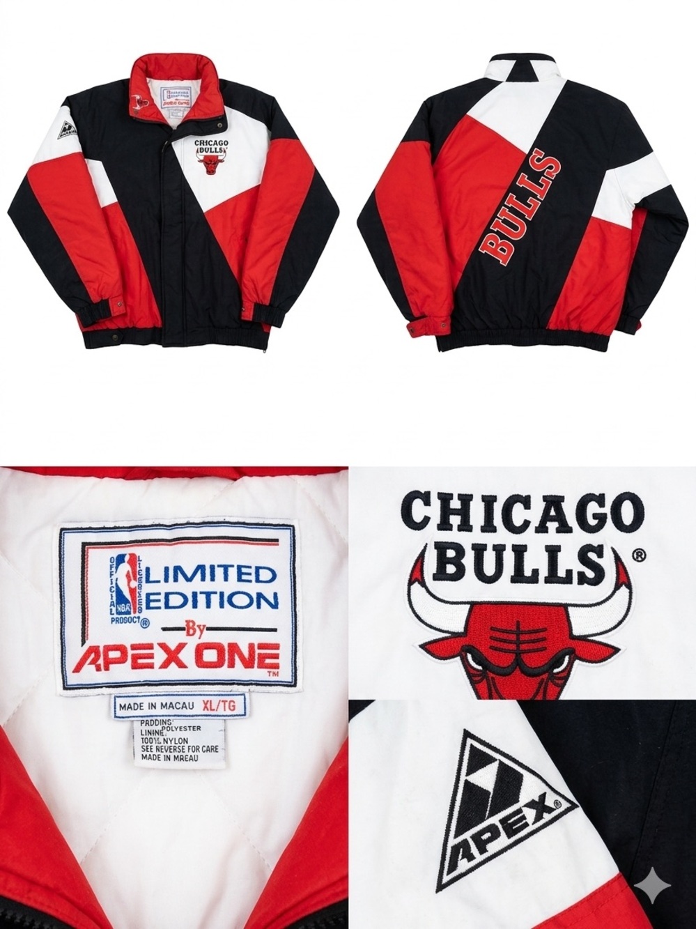 Apex Chicago Bulls Red, Black & White Colorblock Windbreaker